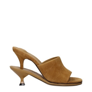 Sandale din piele maro cu toc stiletto