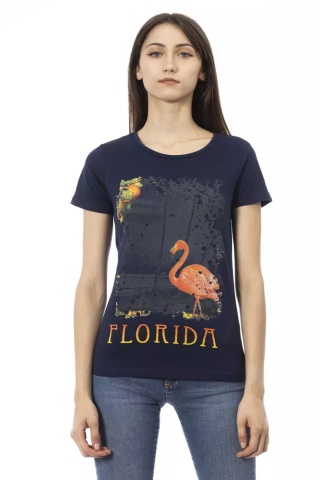 Tricou albastru din bumbac pentru femei