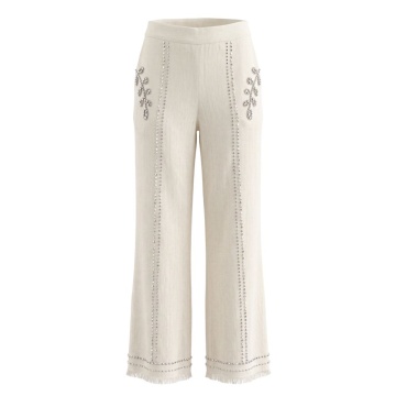 Pantaloni albi din bumbac pentru femei