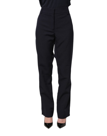 Pantaloni eleganți drepți, cu talie înaltă, de culoare albastru închis