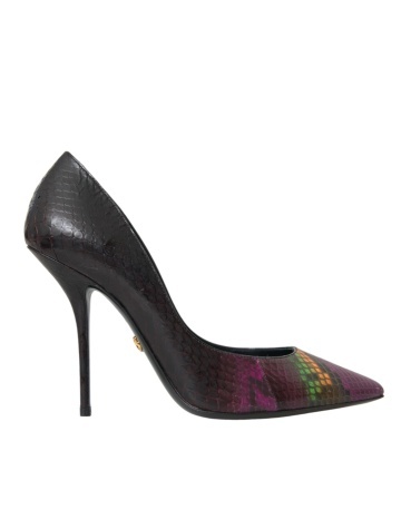 Pantofi cu toc din piele exotică multicoloră