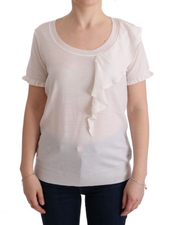 Bluză-tricou albă din lână 100%