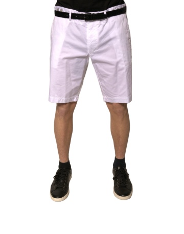 Pantaloni scurți casual din bumbac elastic, culoare albă