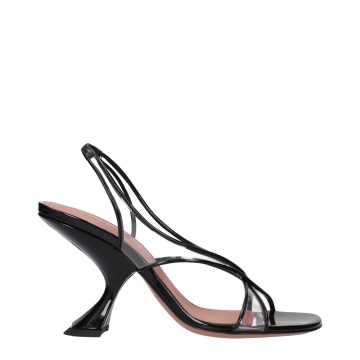 Sandale cu toc stiletto din piele neagră