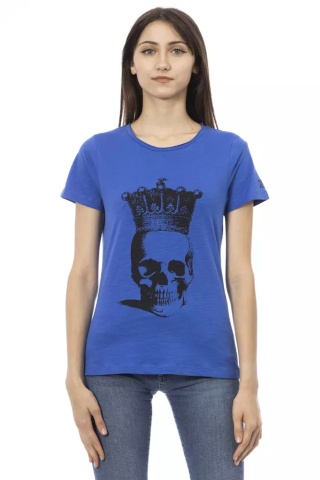 Tricou albastru din bumbac pentru femei