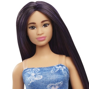 Barbie Fashionistas Papusa Barbie Cu Parul Mov Si Rochita Cu Fluturasi - Img 5