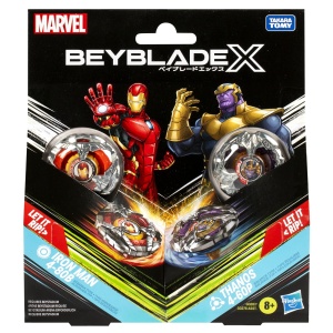 Beyblade X Marvel Set Duo Iron Man 4-80B Si Thanos 4-60P - Img 1