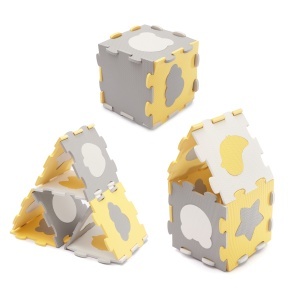 Covoras De Joaca Kinderkraft Luno Shapes, Puzzle 3D, Spuma, Yellow - Img 5
