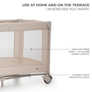 Patut Travel Kinderkraft Joy2, Fara Accesorii, Beige - Img 4