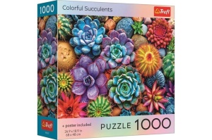 Puzzle Trefl 1000 Suculente Colorate Cu Poster Inclus