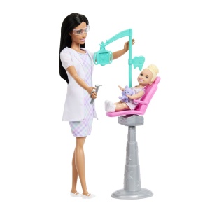Barbie Set De Joaca Papusa Barbie Bruneta Face Cariera Dentist - Img 5