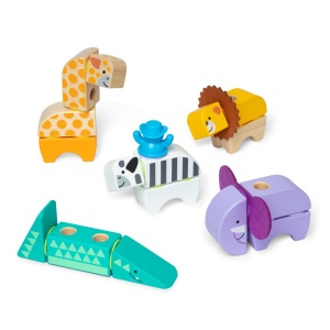 Melissa And Doug Set De Constructie Din Lemn Animale Din Safari - Img 2