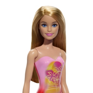 Papusa Barbie Blonda Cu Costum De Baie Roz La Piscina - Img 4