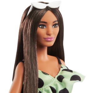 Papusa Barbie Fashionista Bruneta Cu Salopeta Verde - Img 7