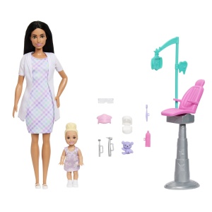 Barbie Set De Joaca Papusa Barbie Bruneta Face Cariera Dentist - Img 2