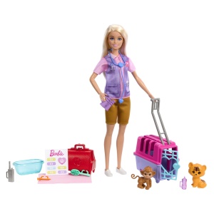Barbie You Can Be Set Papusa Cu Doua Animalute Din Jungla - Img 4