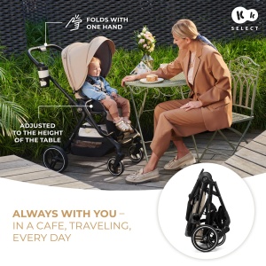 Carucior Kinderkraft Yoxi 3In1 (Mink Pro) Bej Nisip - Img 5