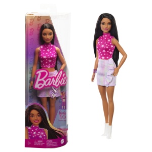 Papusa Barbie Fashionista Bruneta Cu Top Cu Stelute - Img 7