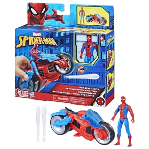 Spiderman Set Figurina Si Vehicul Web Blast Cycle - Img 7