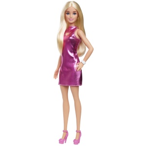 Barbie Papusa Barbie Fashionistas Blonda Cu Rochita Roz Metalica - Img 5