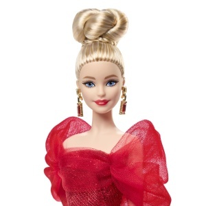Barbie Signature Aniversare 80 De Ani Papusa Barbie Blonda Cu Rochie De Bal Rosie - Img 8