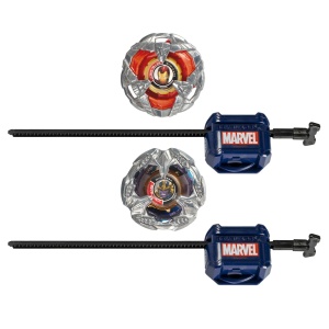 Beyblade X Marvel Set Duo Iron Man 4-80B Si Thanos 4-60P - Img 2