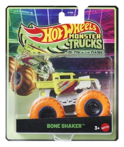 Hot Wheels Monster Truck Glow In The Dark Masinuta Bone Shaker Cu Roti Portocalii Scara 1 La 64