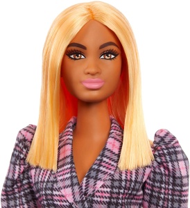 Papusa Barbie Fashionista Cu Rochie Tip Blazer Roz In Carouri - Img 4