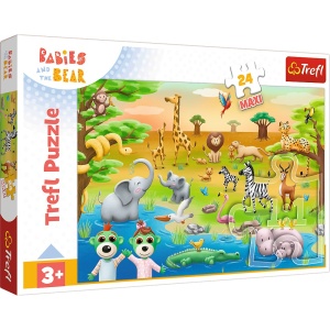 Puzzle Trefl 24 Maxi Babies And The Bear Safari - Img 1