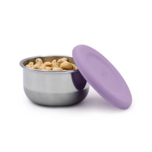 Set 3 Recipiente Mini Inox Cu Capac Silicon, Melii, Roz Mov Gri - Img 2