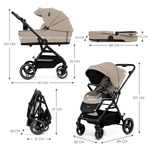 Carucior Kinderkraft Yoxi 3In1 (Mink Pro) Bej Nisip - Img 9
