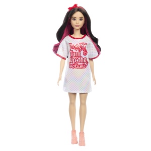 Papusa Barbie Fashionista Bruneta Cu Rochita Sport - Img 2