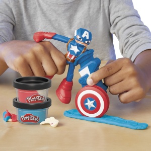 Play-Doh Marvel Figurina Flexibila Cu Accesorii Captain America 10Cm - Img 3