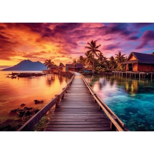Puzzle Trefl 1000 Colectia Sua Apus De Soare Peste Paradis Poster Inclus - Img 2