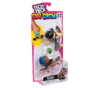 Tech Dech Sk8 Crew Pachet 2 Seturi Placa Si Figurina 9.6Cm Sapca Neagra Si Casca Albastra