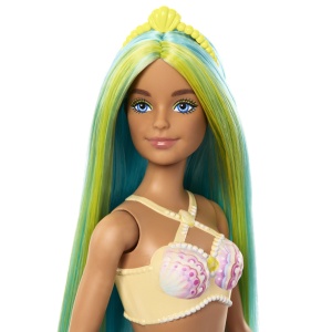 Barbie Dreamtropia Papusa Sirena Cu Corset Galben Si Coada Albastra - Img 3