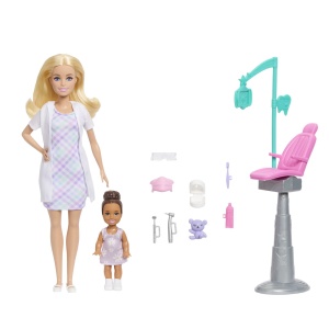 Barbie Set De Joaca Papusa Barbie Blonda Face Cariera Dentist - Img 2