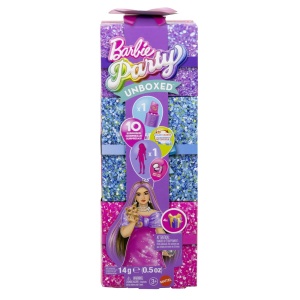 Barbie Set Party Unboxed Reveal Papusa Barbie Mov Cu 10 Accesorii Surpriza - Img 1