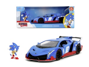 Jada Set Figurina Ariciul Sonic Si Masinuta Metalica Sonic Lamborghini Veneno Scara 1 La 24 - Img 6