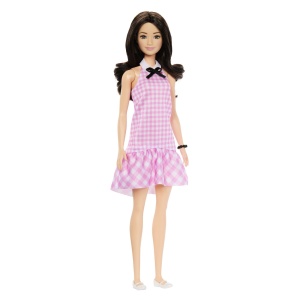 Barbie Fashionistas Papusa Barbie Bruneta Cu Rochie Roz - Img 4