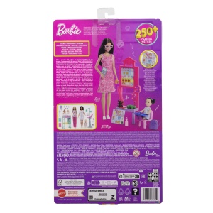 Barbie Set De Joaca Papusa Barbie Bruneta Cu Rochie Roz Face Cariera Profesoara - Img 2