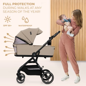 Carucior Kinderkraft Yoxi 3In1 (Mink Pro) Bej Nisip - Img 3