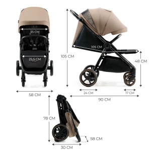 Carucior Sport, Ultra Compact, Kinderkraft Mitzy, 0-22 Kg, Linen Beige - Img 6