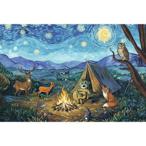 Puzzle Trefl 100 Familia Treflik Inspirat De Arta Langa Focul De Tabara - Img 2