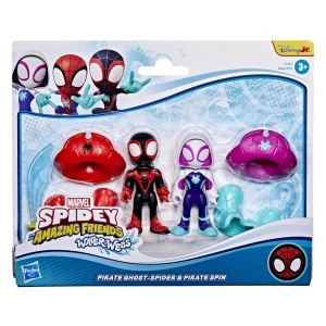 Spidey Si Prietenii Lui Uimitori Marvel Water Webs Set 2 Figurine Ghost Spider Si Pirate Spin Cu Accesorii - Img 1