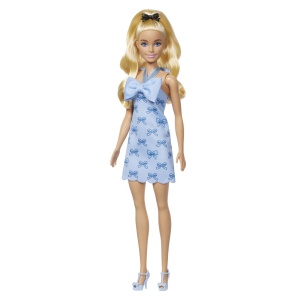 Barbie Fashionistas Papusa Barbie Blonda Cu Rochie Albastra Cu Fundite - Img 3