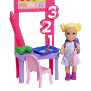 Barbie Set De Joaca Papusa Barbie Bruneta Mulatra Face Cariera Profesoara - Img 7