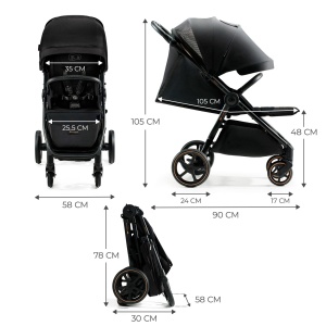 Carucior Sport, Ultra Compact, Kinderkraft Mitzy, 0-22 Kg, Black Ink - Img 6