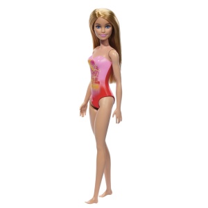 Papusa Barbie Blonda Cu Costum De Baie Roz La Piscina - Img 6