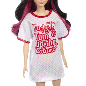 Papusa Barbie Fashionista Bruneta Cu Rochita Sport - Img 3